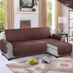 (BROWN) COTTON QUILTED L-SHAPE SOFA RUNNER - SOFA COAT