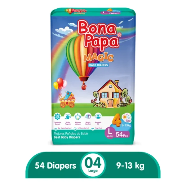 Bona Papa Magic Diapers - New Jumbo Pack - Large Size 4 - 54 Pcs