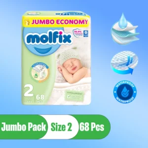 Molfix Size 2 Diaper , Mini, 3-6Kg 68 Pcs Jumbo Pack