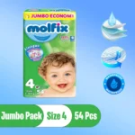 Molfix Size4 Diaper Jumbo Pack Maxi (7-14Kg 54Pcs)