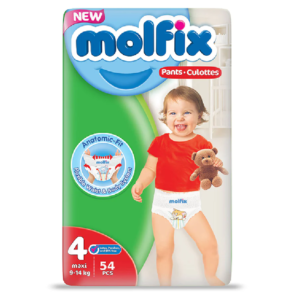 Molfix Size4 Diaper Jumbo Pack Pants , Maxi, (9-14Kg-54Pcs)