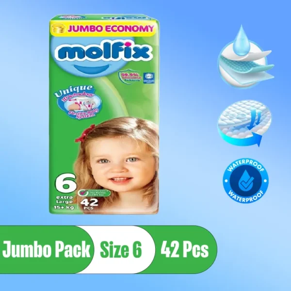 Molfix Size6 Diaper Jumbo Pack (15+Kg, 42Pcs)