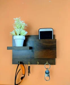 Wall Mounted Key Hanging Shelf with Mobile Stand for House Decor