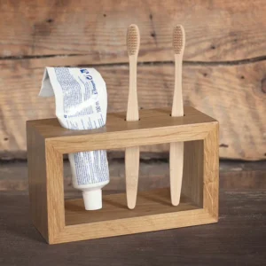 Woody Bathroom Toothpaste and Brush Holder